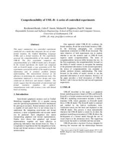 Comprehensibility of UML-B: A series of controlled experiments Rozilawati Razali, Colin F. Snook, Michael R. Poppleton, Paul W. Garratt Dependable Systems and Software Engineering, School of Electronics and Computer Scie