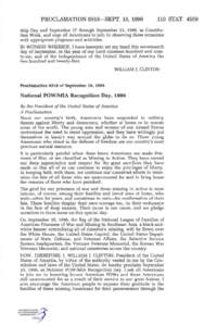 PROCLAMATION 6918—SEPT. 18, [removed]STAT[removed]ship Day and September 17 through September 23, 1996, as Constitution Week, and urge all Americans to join in observing these occasions with appropriate programs and act