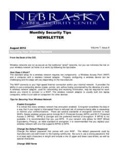 Monthly Security Tips NEWSLETTER August 2012 Volume 7, Issue 8