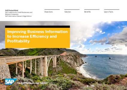 SAP Product Brief SAP Solutions for Small Businesses and Midsize Companies SAP Information Steward, Edge Edition  Objectives