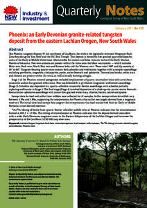 Quarterly   Notes Geological Survey of New South Wales February 2011 No 135  Phoenix: an Early Devonian granite-related tungsten