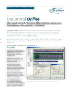 Database Administration and Performance Tuning  DBControl Online ™  When there’s no time for downtime, DBControl Online maintains your