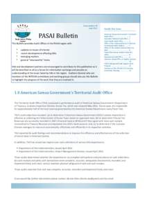 Issue	number	18	 June	2011 PASAI	Bulletin	 This Bullen provides Audit Oﬃces in the PASAI region with: *