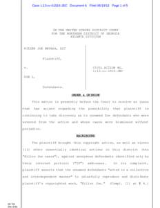 Case 1:13-cvJEC Document 6 FiledPage 1 of 5  IN THE UNITED STATES DISTRICT COURT FOR THE NORTHERN DISTRICT OF GEORGIA ATLANTA DIVISION