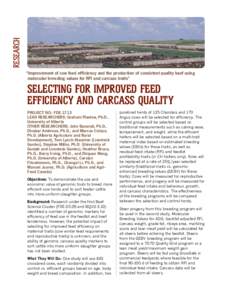 Research “Improvement of cow feed efficiency and the production of consistent quality beef using molecular breeding values for RFI and carcass traits” Selecting for improved feed efficiency and carcass quality