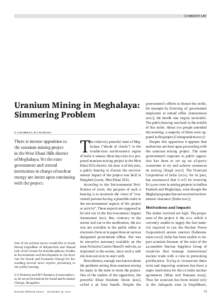 commentary  Uranium Mining in Meghalaya: Simmering Problem U A Shimray, M V Ramana