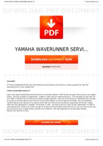 BOOKS ABOUT YAMAHA WAVERUNNER SERVICE VX  Cityhalllosangeles.com YAMAHA WAVERUNNER SERVI...