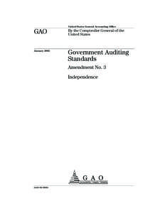 GAO-02-388G Government Auditing Standards: Amendment No. 3--Independence