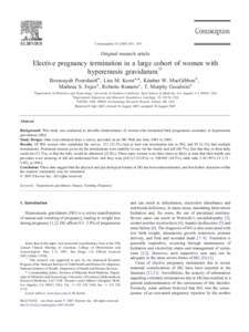 Contraception – 455  Original research article Elective pregnancy termination in a large cohort of women with hyperemesis gravidarum☆