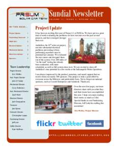 Sundial Newsletter V O L U M E IN THIS ISSUE...  Project Update