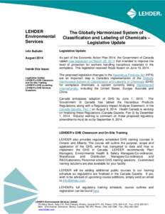 LEHDER Info Bulletin - GHS Legislative Update August 2014