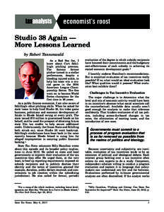 economist’s roost Studio 38 Again — More Lessons Learned by Robert Tannenwald As a Red Sox fan, I know about Curt Schilling’s pitching prowess.