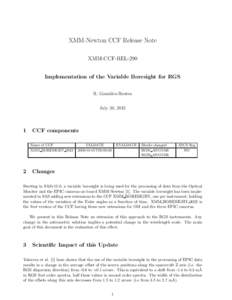 XMM-Newton CCF Release Note XMM-CCF-REL-290 Implementation of the Variable Boresight for RGS R. Gonz´alez-Riestra July 20, 2012