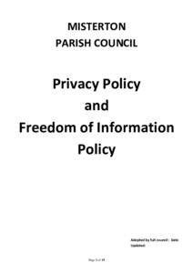 MISTERTON PARISH COUNCIL Privacy Policy and Freedom of Information