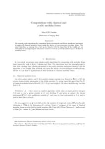 Submitted exclusively to the London Mathematical Society doi:Computations with classical and p-adic modular forms Alan G.B. Lauder