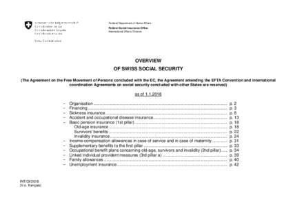 Federal Department of Home Affairs Federal Social Insurance Office International Affairs Division OVERVIEW OF SWISS SOCIAL SECURITY