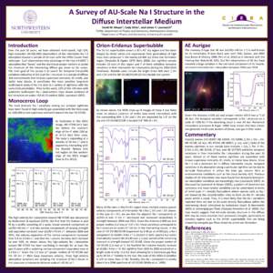 A	
  Survey	
  of	
  AU-­‐Scale	
  Na	
  I	
  Structure	
  in	
  the	
   Diﬀuse	
  Interstellar	
  Medium	
   David	
  M.	
  Meyer1,	
  Cody	
  Dirks1,	
  and	
  James	
  T.	
  Lauroesch2	
   1C