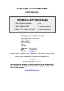 NOTICES AND PROCEEDINGS: OFFICE OF THE TRAFFIC COMMISSIONER (WEST MIDLANDS)