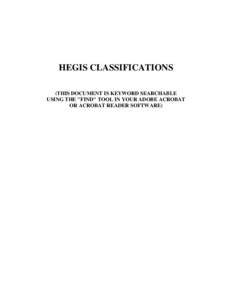 HEGIS CLASSIFICATIONS (THIS DOCUMENT IS KEYWORD SEARCHABLE USING THE 