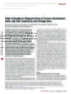 Articles  High-throughput fingerprinting of human pluripotent stem cell fate responses and lineage bias  npg