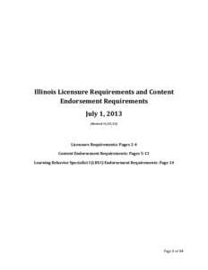 Illinois Licensure Requirements and Content Endorsement Requirements: July 1, 2013 (Updated)
