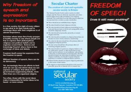 Islam / Religion / Freedom of speech / Freedom of thought / Salman Rushdie / Behzti / Secularism in India / Chilling effect / Section Two of the Canadian Charter of Rights and Freedoms / Freedom of expression / Human rights / Censorship