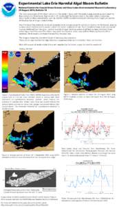 Experimental Lake Erie Harmful Algal Bloom Bulletin National Centers for Coastal Ocean Science and Great Lakes Environmental Research Laboratory 29 August 2014, Bulletin 18 The most severe area of the bloom remains in th