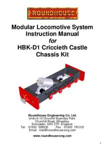 Modular Locomotive System Instruction Manual for HBK-D1 Criccieth Castle Chassis Kit