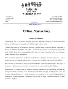 Helplines / Childline South Africa / ChildLine