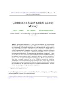 Computing in Matrix Groups Without Memory