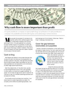 PUBLICATION OF THE NEBRASKA BUSINESS DEVELOPMENT CENTER  Why cash flow is more important than profit It is quite possible for a company to report profits but go out of business. It is also possible for a company to be pr