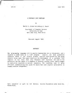 UCP-76  June 1979 A PORTABLE LISP COMPILER by