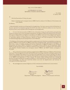 N0.JNREGA GOVERNMENT OF INDIA MINISTRY OF RURAL DEVELOPMENT New Delhi th 19 January 2009