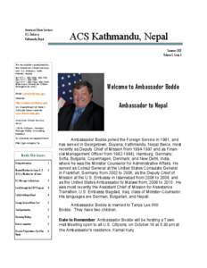 American Citizen Services U.S. Embassy Kathmandu, Nepal ACS Kathmandu, Nepal Summer 2012