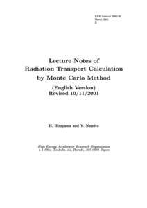 KEK Internal[removed]March 2001 R Lecture Notes of Radiation Transport Calculation