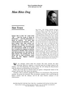 Meru Foundation Reprint B’Or HaTorah Vol. 14E Man Bites Dog  Stan Tenen