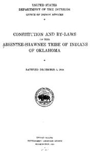 Constitution and Bylaws of the Absentee-Shawnee Tribe of Indians of Oklahoma