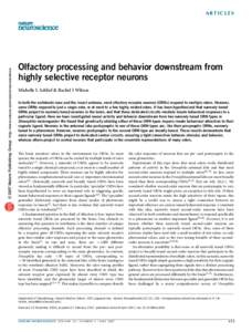 © 2007 Nature Publishing Group http://www.nature.com/natureneuroscience  ARTICLES Olfactory processing and behavior downstream from highly selective receptor neurons