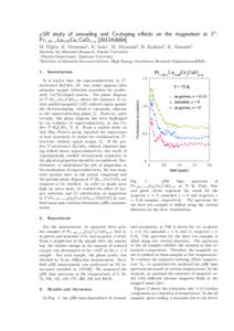 µSR study of annealing and Ce-doping eﬀects on the magnetism in T ′ Pr1.40−x La0.60 Cex CuO4+y [2013A0084] M. Fujita, K. Tsutsumi1 , K. Sato1 , M. Miyazaki2 , R. Kadono2 , K. Yamada2 Institute for Materials Resear