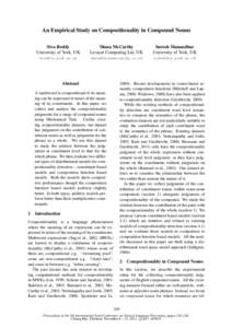 An Empirical Study on Compositionality in Compound Nouns Siva Reddy University of York, UK Diana McCarthy Lexical Computing Ltd, UK