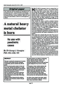 British Naturopathic Journal, Vol. 24, No. 1, 2007  Original paper Toxic metals have been documented to be reproductive and developmental toxins, causing birth defects and damaging foetal development, as well as causing 