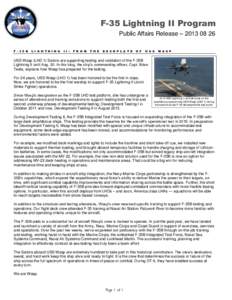 F-35 Lightning II Program Public Affairs Release – [removed]F[removed]B L I G H T N I N G
