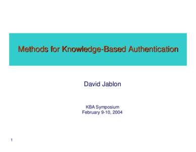 Methods for Knowledge-Based Authentication