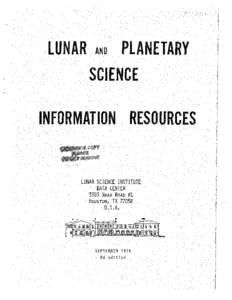 Lunar and planetary science information resources. 2nd edition
