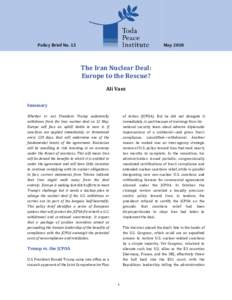 Ali Vaez  The Iran Nuclear Deal: Europe to the Rescue? Policy Brief No. 13