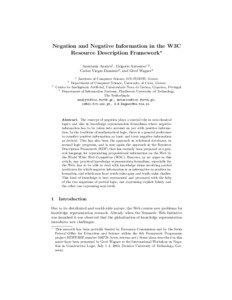 Negation and Negative Information in the W3C Resource Description Framework Anastasia Analyti1 , Grigoris Antoniou1,2 ,