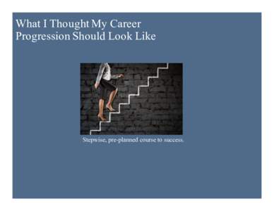 What I Thought My Career Progression Should Look Like Stepwise, pre-planned course to success.  My Career Journey-So Far