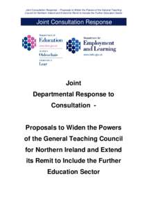 GTCNI Consultation - Joint Departmental Response June 2014