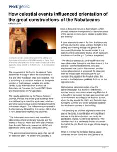 How celestial events influenced orientation of the great constructions of the Nabataeans