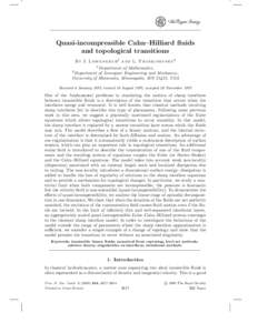 Quasi-incompressible Cahn–Hilliard fluids and topological transitions By J. L o w e n g r u b1 a n d L. Truskinovsky2 1  Department of Mathematics,